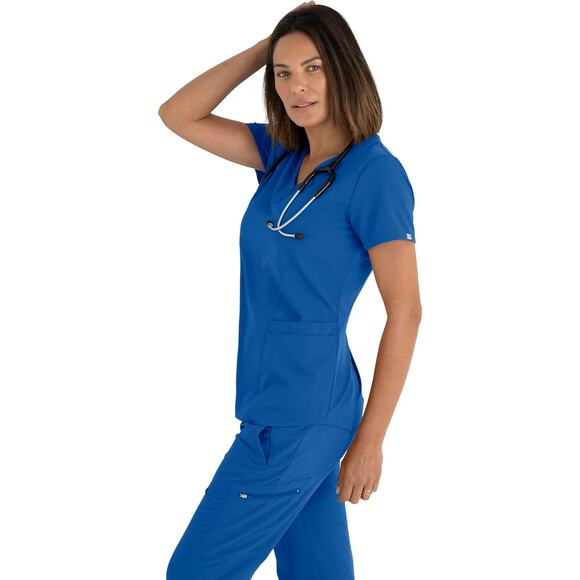 NWT BARCO Grey's Anatomy Signature Women's Zip Scrub Top New Royal Sz S - Picture 5 of 5